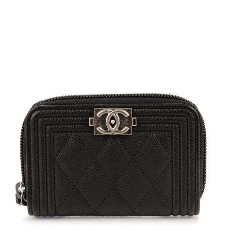 chanel black caviar boy zip around coin purse|Classic zipped coin purse .